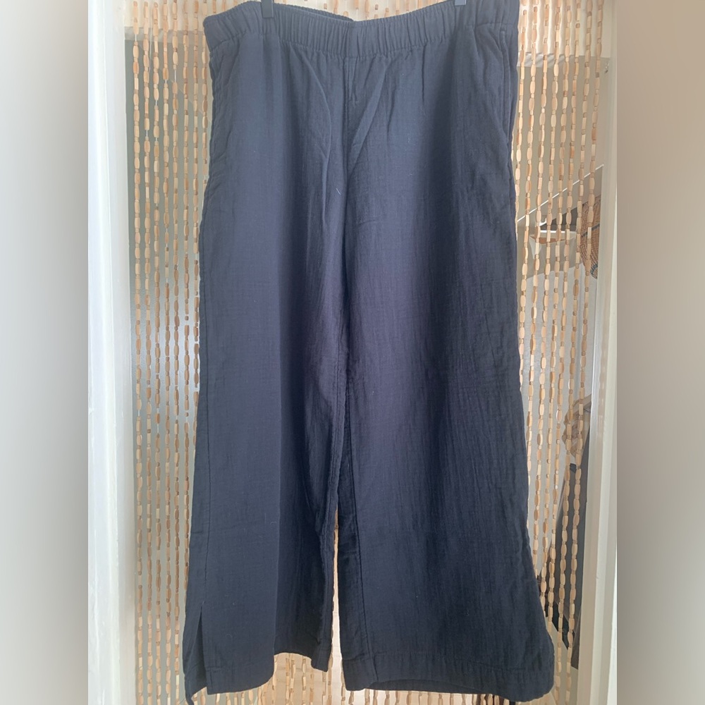 Old Navy Black Cotton Gauze High-Waist Wide-Leg Pants